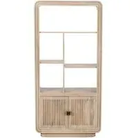 Harvey Carved Bookcase with 2 Doors - Natural, Mango Wood