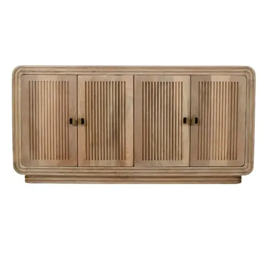 Harvey Carved Sideboard with 4 Doors - Natural, Mango Wood