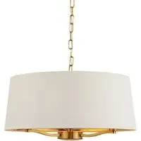 Harvey Round Pendant Light - White, Brushed Gold