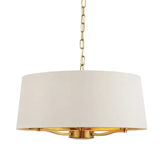 Harvey Round Pendant Light - White, Brushed Gold image