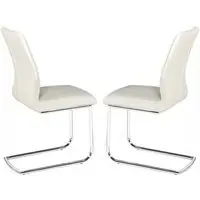 Haslet Dining Chairs Pair - White, PU Leather