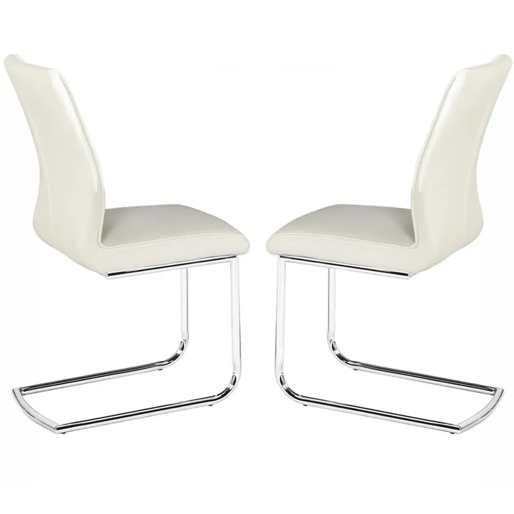 Haslet Dining Chairs Pair - White, PU Leather image