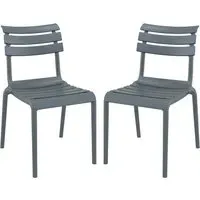 Haslet Outdoor Side Chairs Pair - Dark Grey, Polypropylene