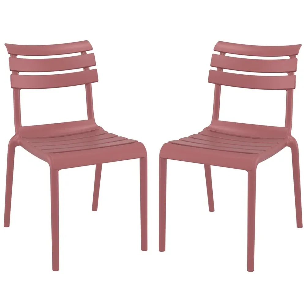 Haslet Outdoor Side Chairs Pair - Marsala, Polypropylene