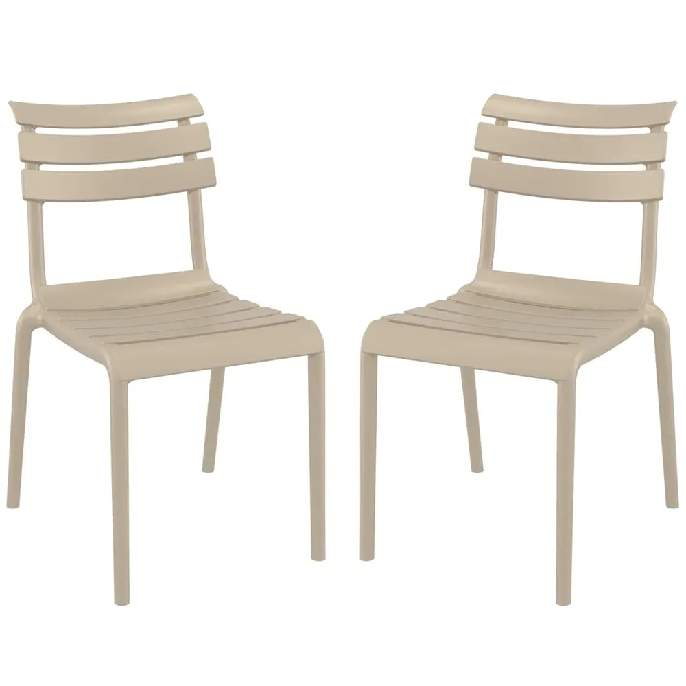 Haslet Outdoor Side Chairs Pair - Taupe, Polypropylene