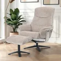 Haslet Recliner Chair with Stool - Husk, Fabric