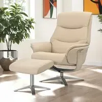 Haslet Swivel Recliner Chair with Stool - Cafe Latte, Faux Leather
