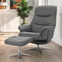 Haslet Swivel Recliner Chair with Stool - Iron, Faux Leather