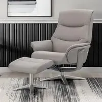 Haslet Swivel Recliner Chair with Stool - Platinum, Faux Leather