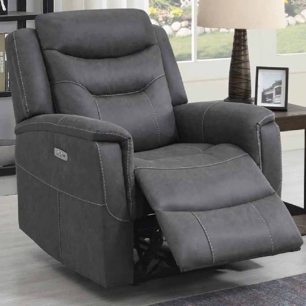 Hasselt 1-Seater Electric Recliner Sofa with USB - Grey, Fabric image