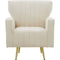 Hasselt Velvet Armchair with Gold Legs - Natural