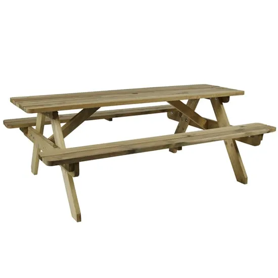Haswell 6-Seater Outdoor Picnic Dining Set - Natural, Timber image