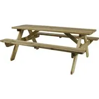 Haswell 6-Seater Outdoor Picnic Dining Set - Natural, Timber alternate view