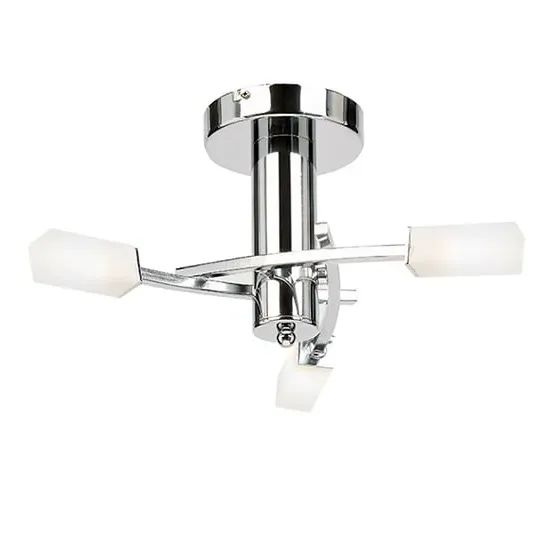 Havana 3 Lights Semi Flush Ceiling Light - Chrome, Glass image