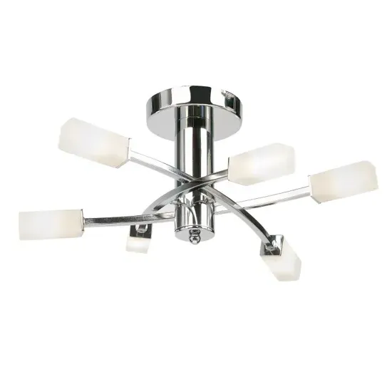Havana 6 Ceiling Lamp - Chrome, Glass & Steel product