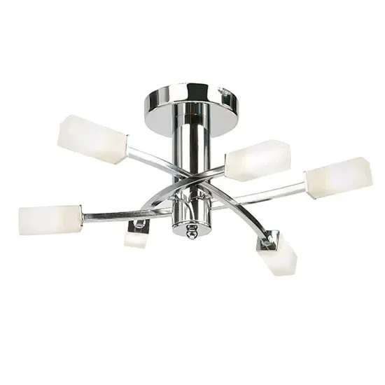 Havana 6 Lights Semi Flush Ceiling Light - Chrome, Glass