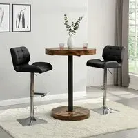 Havana Round Bar Table with 2 Candid Stools - Black, Oak