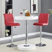 Havana Round Bar Table with 2 Ripple Bordeaux Stools - White
