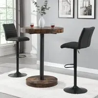 Havana Round Bar Table with 2 Ripple Stools - Black, Oak