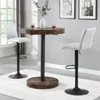 Havana Round Bar Table with 2 Ripple Stools - White, Oak