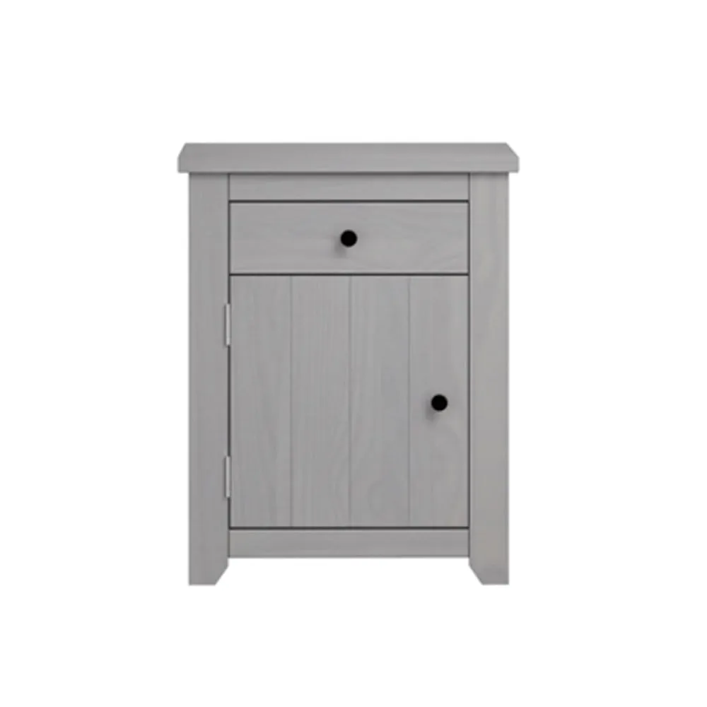 Havanan Bedside Cabinet with 1 Door 1 Drawer - Grey, Pine image