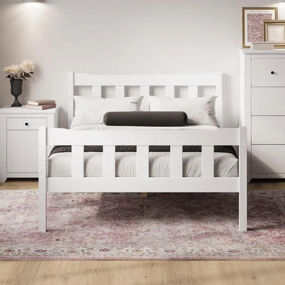 Havanan Double Bed Frame - White, Pine