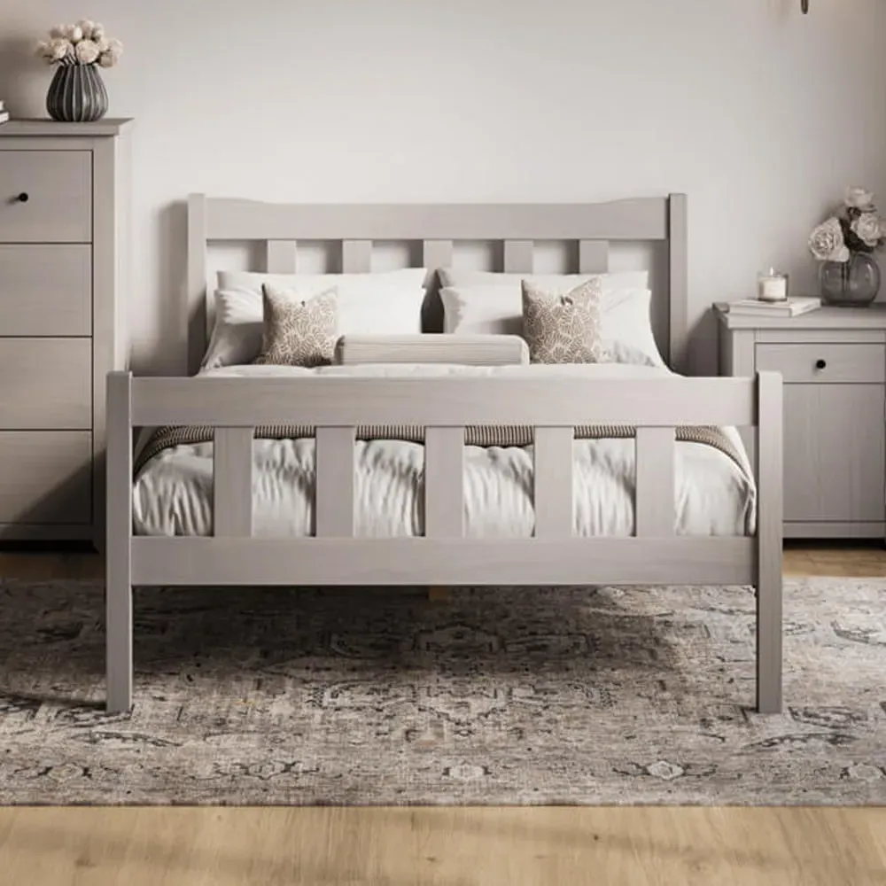 Havanan King Size Bed Frame - Grey, Pine