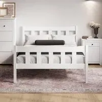 Havanan King Size Bed Frame - White, Pine