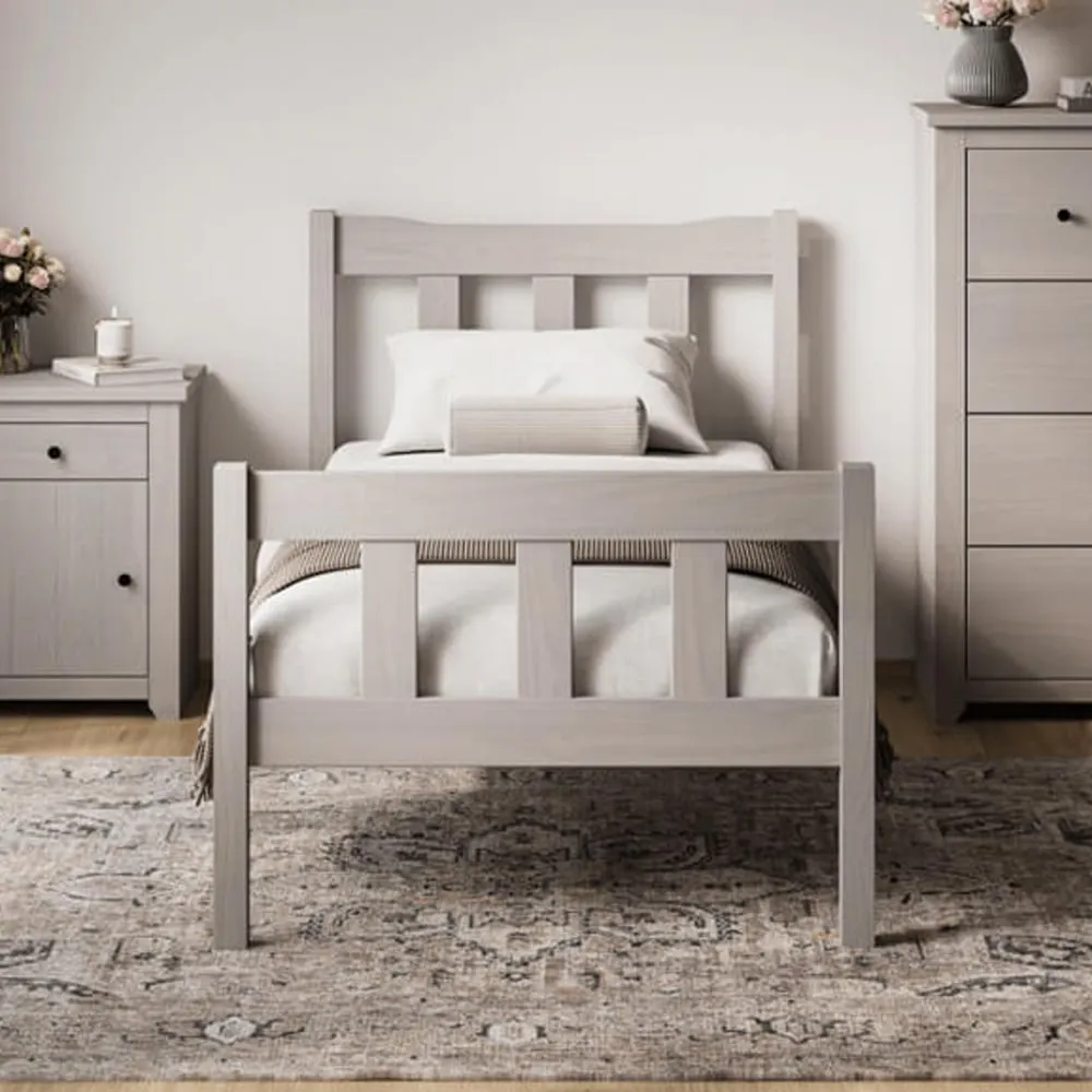 Havanan Single Bed Frame - Grey, Pine