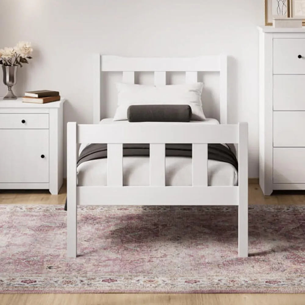 Havanan Single Bed Frame - White, Pine