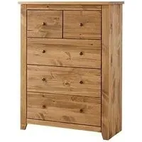 Havanan Wide 5 Drawer Chest - Pine