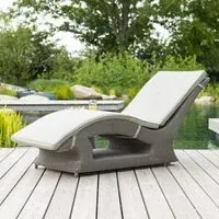 Haverhill Fixed Garden Sun Lounger - Grey Dusk, Rattan