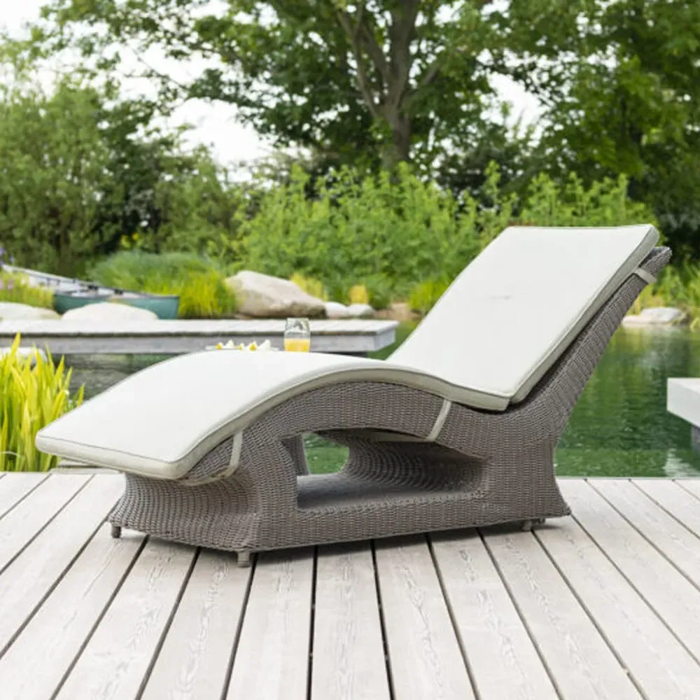 Haverhill Fixed Garden Sun Lounger - Grey Dusk, Rattan