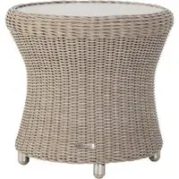 Haverhill Glass Top Garden Side Table - Natural Pistachio, Rattan