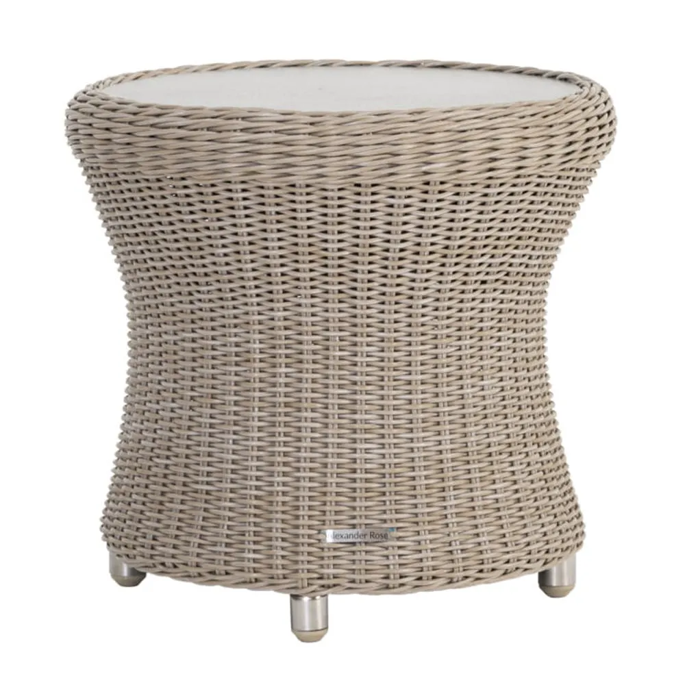 Haverhill Glass Top Garden Side Table - Natural Pistachio, Rattan