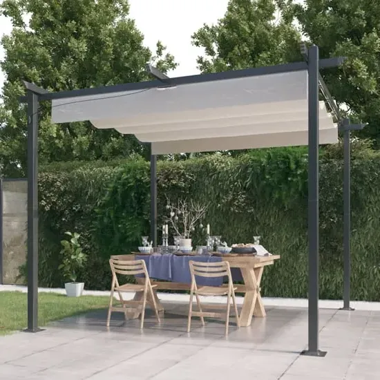 Havro 3m x 3m Garden Gazebo with Retractable Roof - Cream