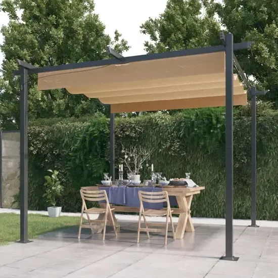 Havro 3m x 3m Garden Gazebo with Retractable Roof - Taupe