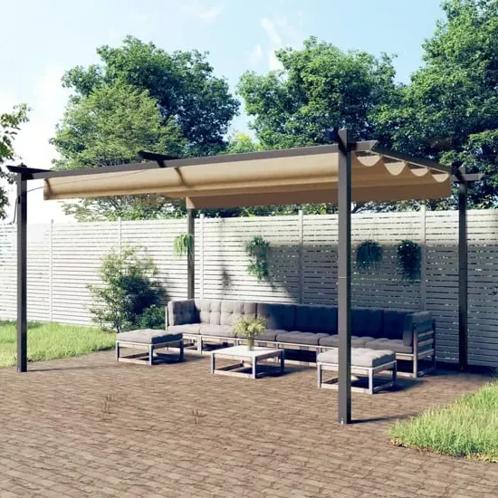 Havro Garden Gazebo with Retractable Roof - Taupe