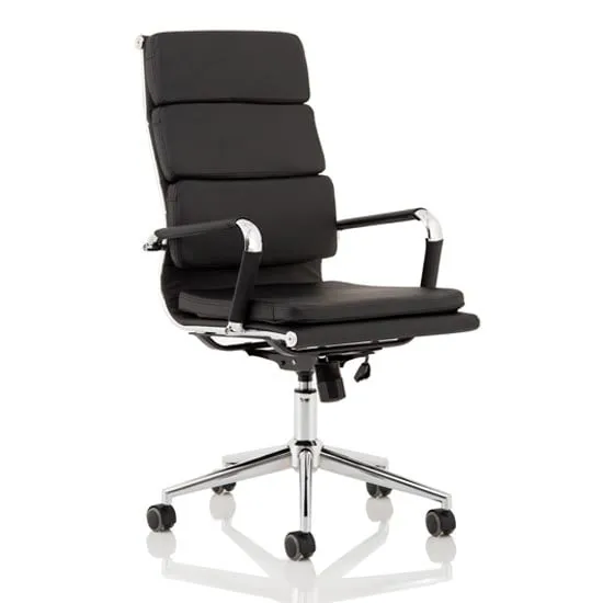 Hawkes Executive Office Chair with Chrome Frame - Black, Leather