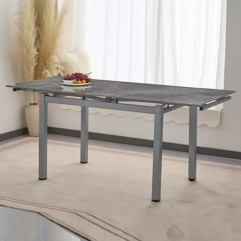 Haximo Extendable Dining Table - Stone Effect, Grey Metal product