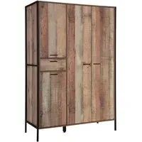 Haxtun 4-Door Wardrobe - Distressed Oak