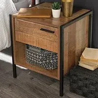 Haxtun Bedside Cabinet with Drawer - Distressed Oak