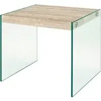 Hayden Square Side Table - Light Oak, Glass