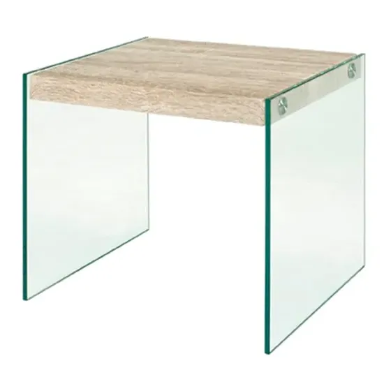 Hayden Square Side Table - Light Oak, Glass