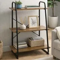 Hayesville Bookcase with 3 Shelves - Black, Oak alternate view