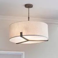 Hayfield 3 Light Pendant Light - Bronze, Fabric