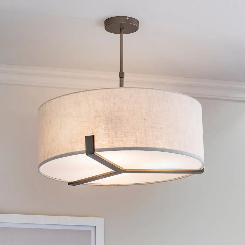 Hayfield 3 Light Pendant Light - Bronze, Fabric image