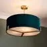Hayfield 3 Light Pendant Light - Rich Green, Velvet