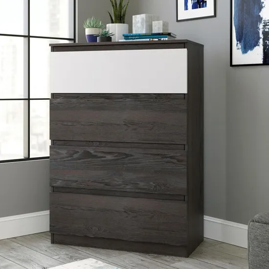 Hayward 4 Drawer Chest - Charcoal Ash, Pearl Oak image