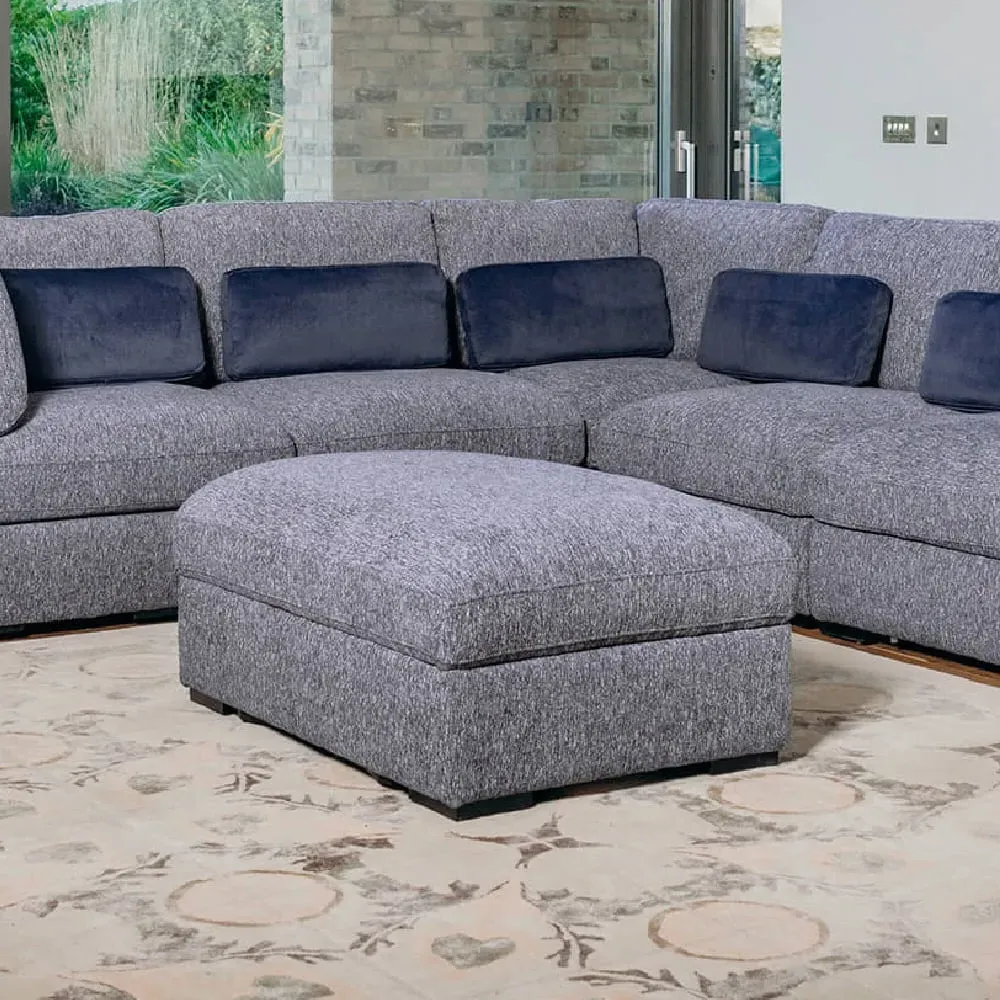 Hayward Fabric Ottoman with Storage - Blue, Chenille image